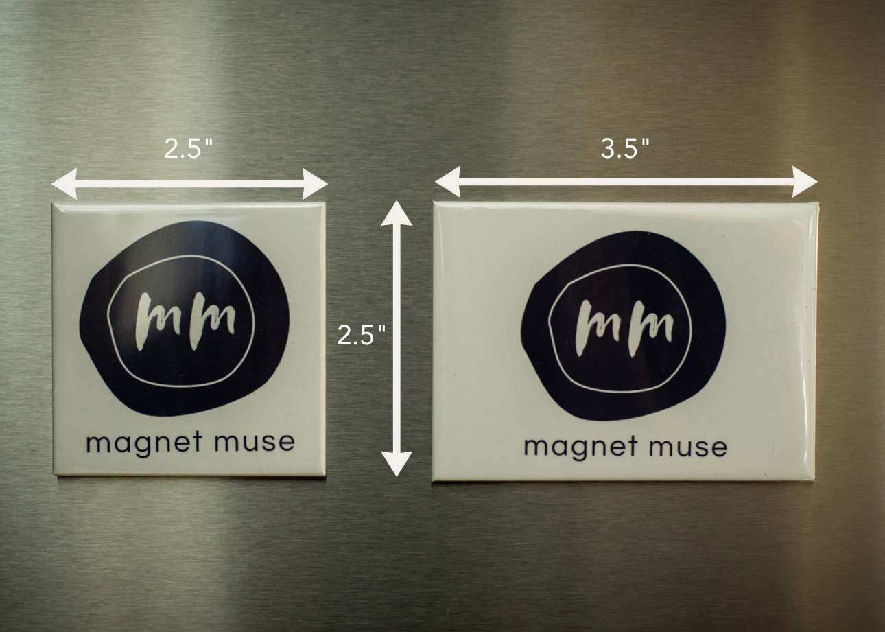 Two magnets with dimensions on each